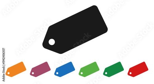 Assorted Colorful Tags on White Background for Design and Marketing Assets.
