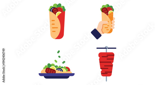 Beef Shawarma Line art vector clean modern abstract artwork illustration