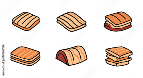 Bonito Flakes Line art vector clean abstract color