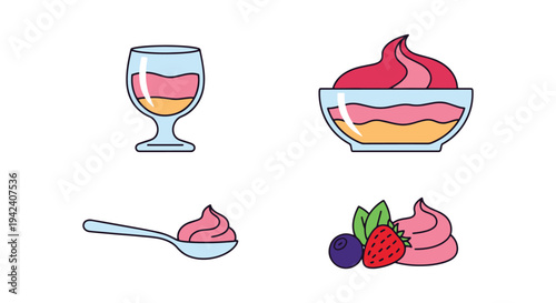 Berry Mousse Line art vector minimal bold abstract illustration