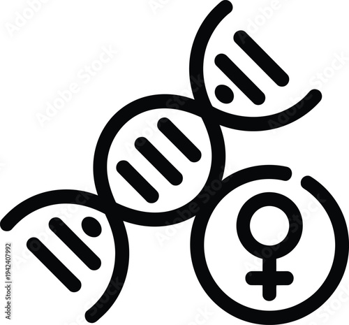 A stylized representation of dna helix with female symbol.