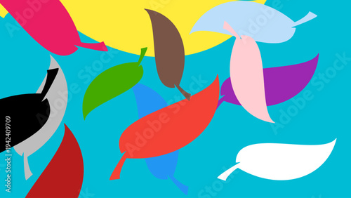 Minimalist ceiling fan illustration on vibrant blue background with radial sunburst lines