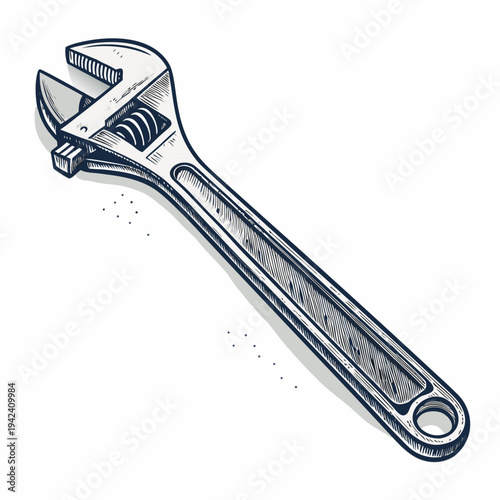 Dynamic Create Bold Stroke Adjustable Wrench Mechan Premium Digital Asset