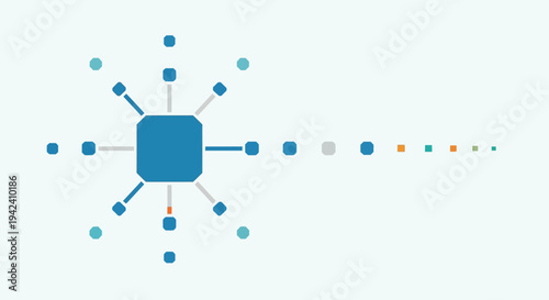 Network Diagram with Central Blue Square Node.