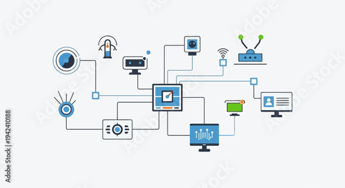 Network Diagram Showing Various Computer Devices.