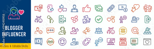 A collection of colorful icons representing social media influencers and bloggers on a clean white background from a direct viewpoint.