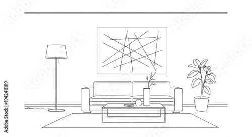 Modern Living Room Interior with Sofa and Decor.