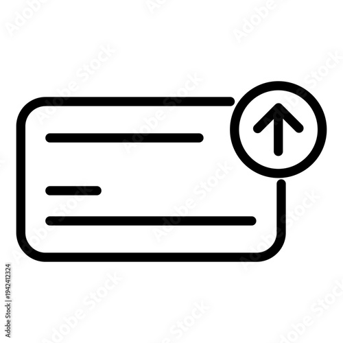 A line icon of a card with an upward pointing arrow representing a subscription plan upgrade or level increase