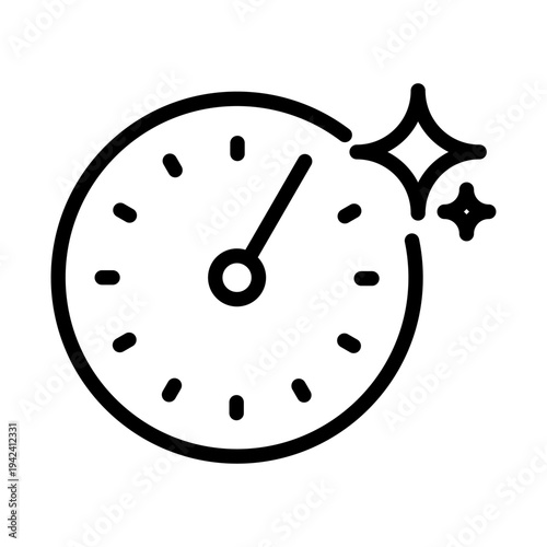 A line icon representing a trial period with a clock and stars to indicate a limited time offer for services