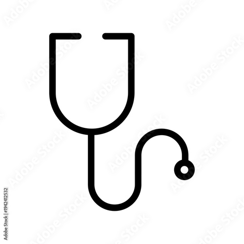 Line icon of a medical stethoscope used by healthcare professionals to listen to internal body sounds