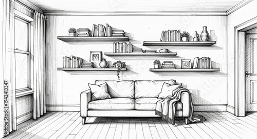 Stylish Modern Living Room with Comfortable Sofa.