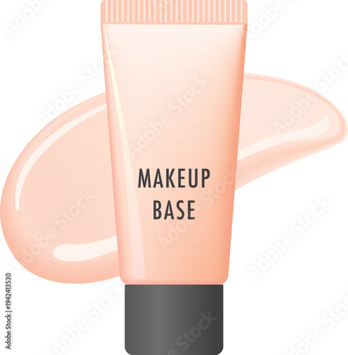 オレンジ系メイク下地とスウォッチ背景