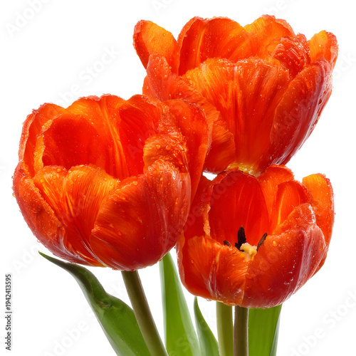 Vibrant orange tulips isolated on transparent background botanical beauty