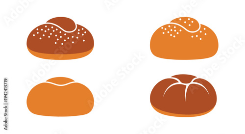 Brioche Line art vector set clean vivid abstract color illustration