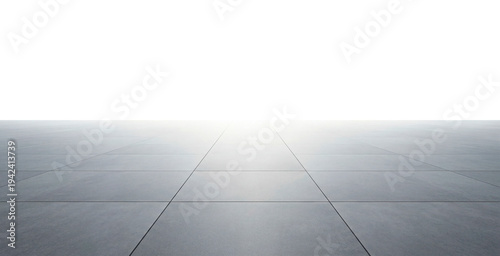 Empty concrete tiled floor with transparent background rendering