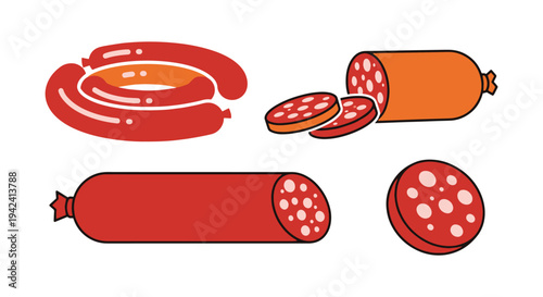 Chorizo Line art vector set modern abstract vibrant color