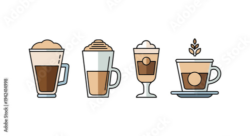 Coffee Latte Line art vector creative vibrant abstract tone