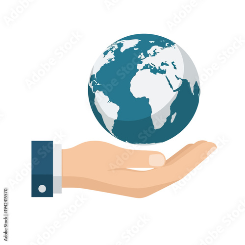 Hand holding planet earth globe, global business, world care, environmental protection, international concept