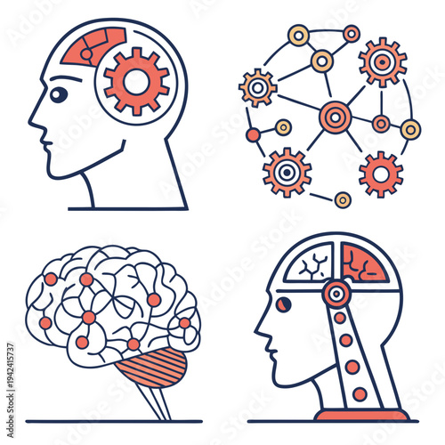 Brain and Gear Illustrations