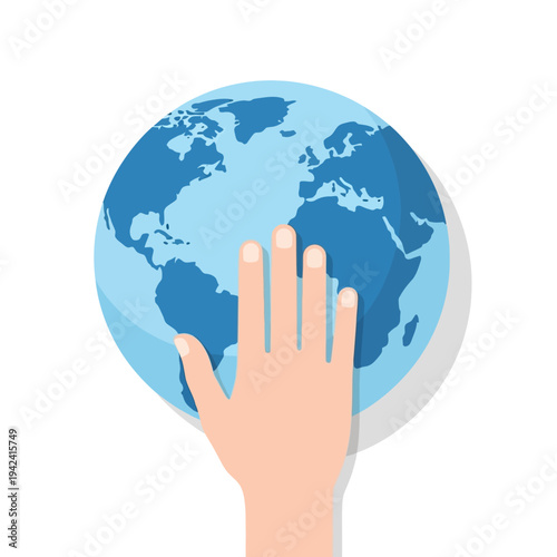Hand holding planet earth, concept of global responsibility and care for the environment
