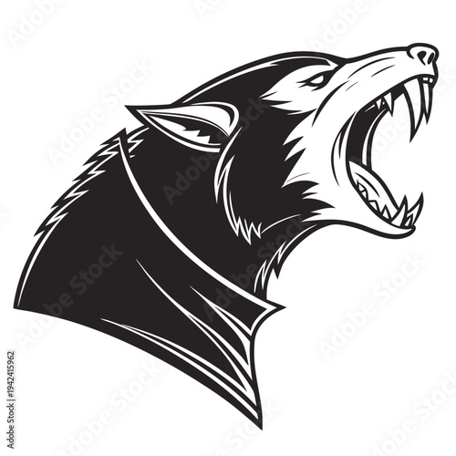 Illustration of a Fierce Wolf Head