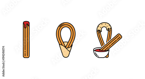 Churros Line art vector set modern abstract vibrant