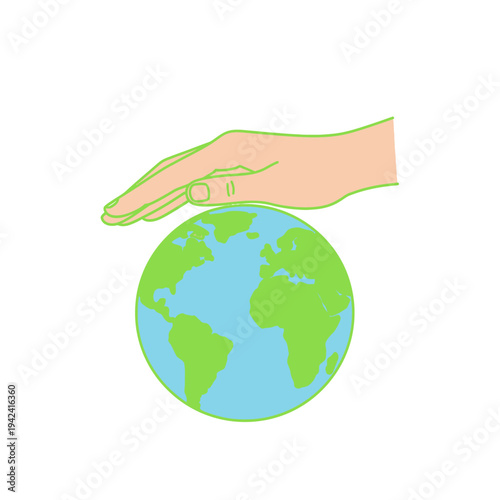 Hand protecting planet Earth, symbolizing care, conservation, and global responsibility