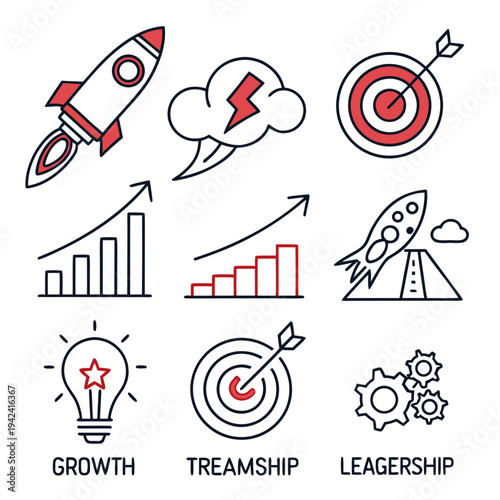 Business Growth and Teamwork Icons