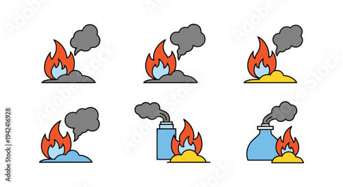 Chemical Fire Line art vector dynamic colorful abstract illustration