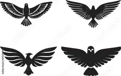 Black Silhouette Eagle wings flying isolated vector
