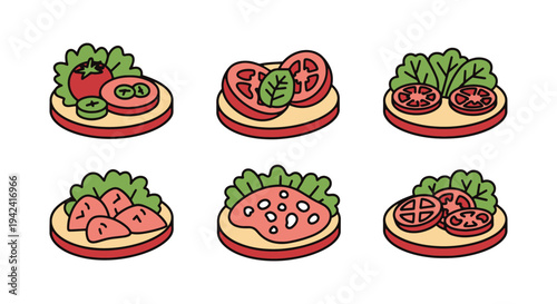 Bruschetta Line art vector creative bold abstract illustration