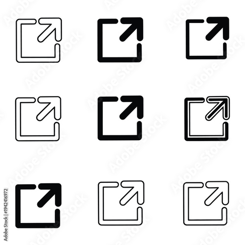 External link icon, open page vector icon, isolated on background, simple flat illustration representing website navigation