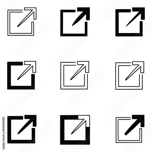 External link icon, open page vector icon, isolated on background, minimalistic symbol for linking