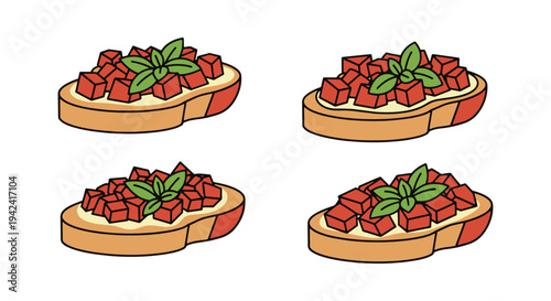 Bruschetta Line art vector dynamic modern abstract color illustration
