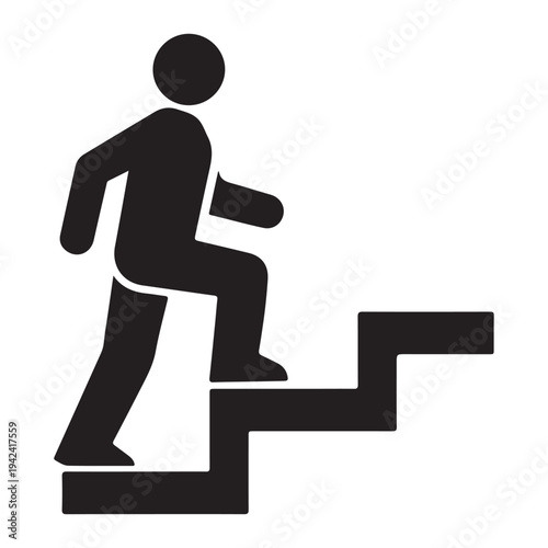 Walking up the stairs or staircase icon vector silhouette 