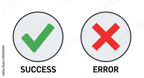 Green check mark and red cross icons on white background