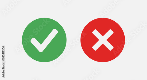 Green check mark and red cross mark symbols on white background