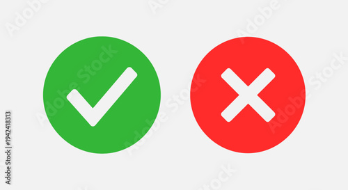 Green check mark and red cross mark symbols on white background