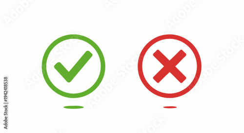 Green check mark and red x symbols for confirmation and rejection