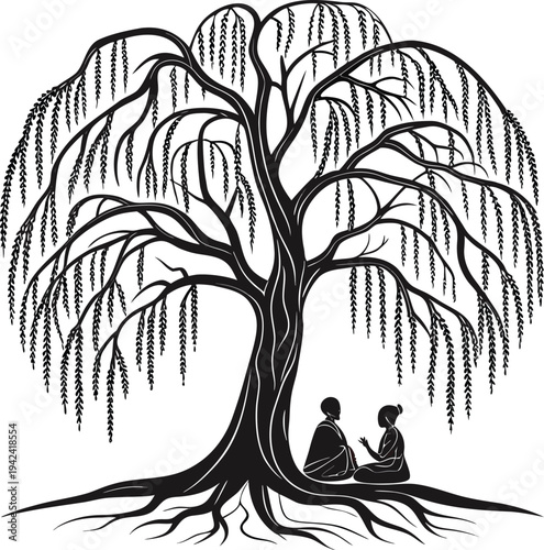 silhouette of a couple on the beach tree