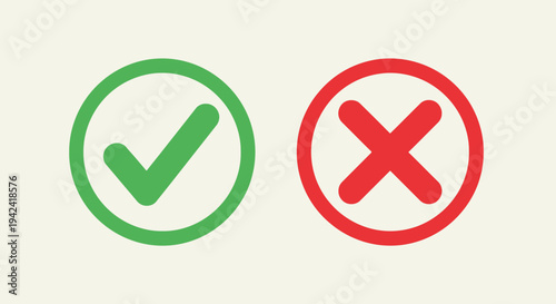 Green check mark and red x symbols illustrating decisions and choices