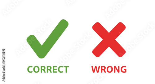 Green check mark and red x symbols illustrating correct and incorrect choices