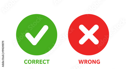 Green check mark and red x symbols indicating correct and incorrect choices