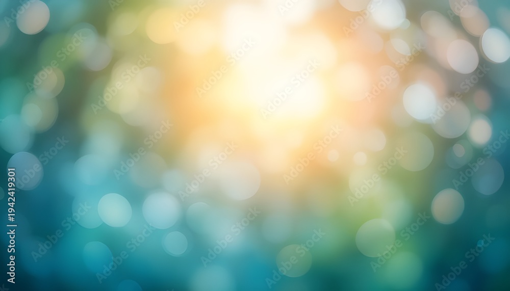 Fototapeta premium Fresh Spring Abstract Background With Bokeh Sun Glow And Blue Green Gradients