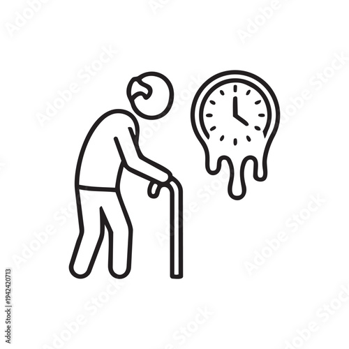 Dementia and memory loss aging line icon