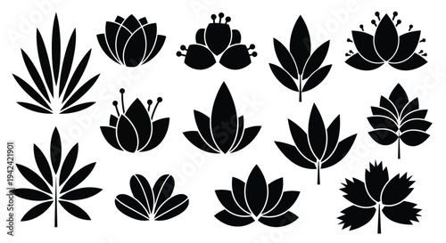 A collection of various cannabis leaf illustrations arranged in a circular pattern.