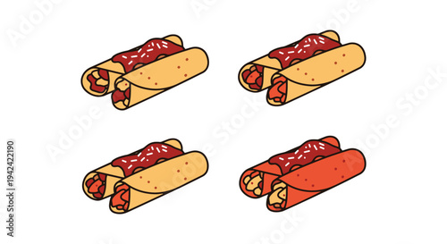 Chicken Enchilada Line art clean abstract color theme illustration