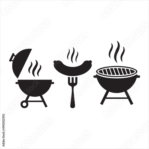 Grill bbq vector icon set