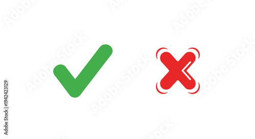 Green check mark and red x symbols on white background for choices