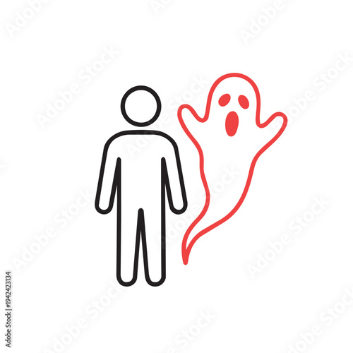 Feeling invisible like a ghost line icon